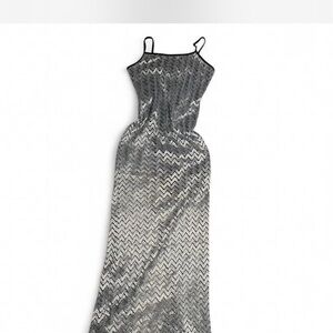 Elegant Black and White Chevron Maxi Dress